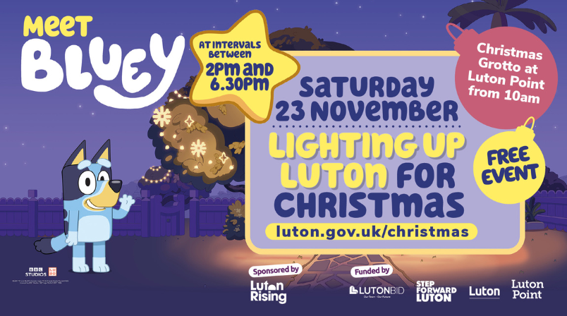 Bluey Lighting Up Luton for Christmas