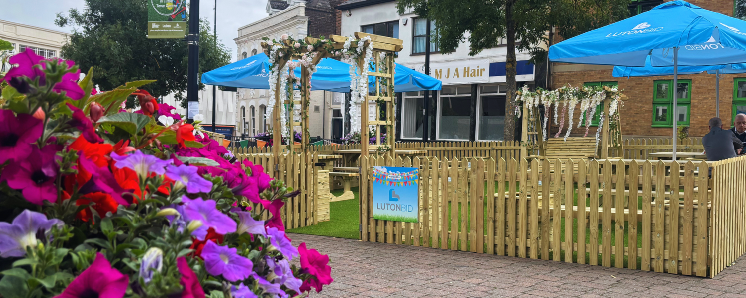 Luton BID parklet that will host free Luton family events